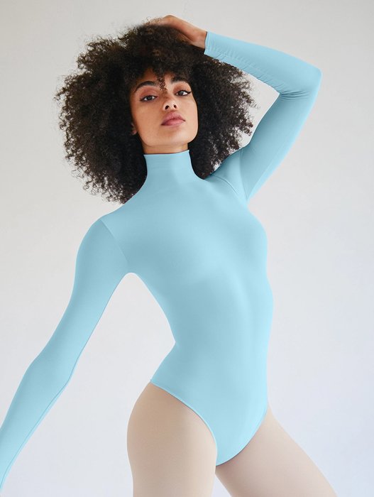 5004 W Aqua Mockneck Leotard