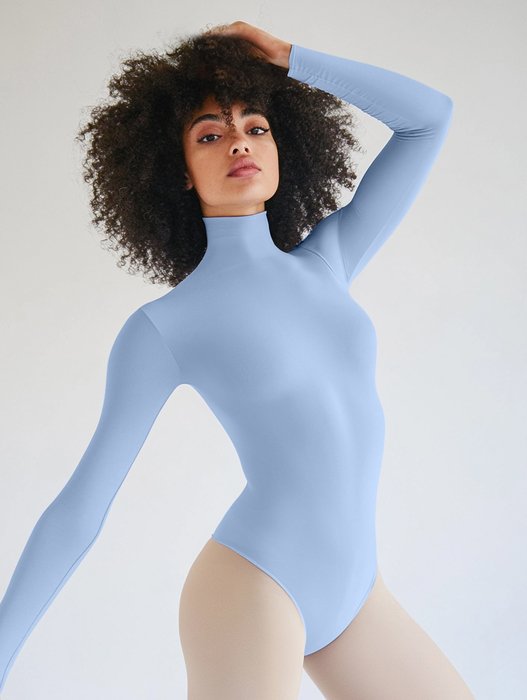 5004 W Baby Blue Mockneck Leotard