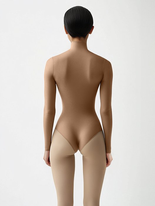 5004 W Caramel Mockneck Leotard