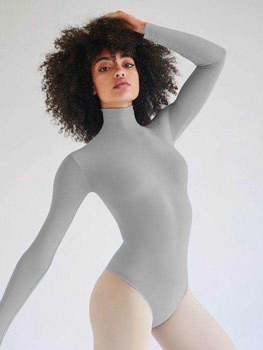 5004 W Light Grey Mockneck Leotard