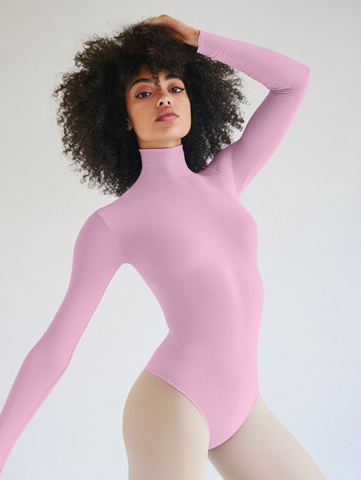 5004 W Light Pink Mockneck Leotard