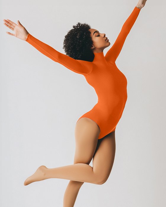 5004 W Orange Mockneck Leotard