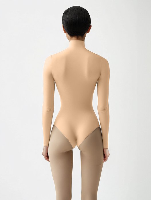 5004 W Peach Mockneck Leotard