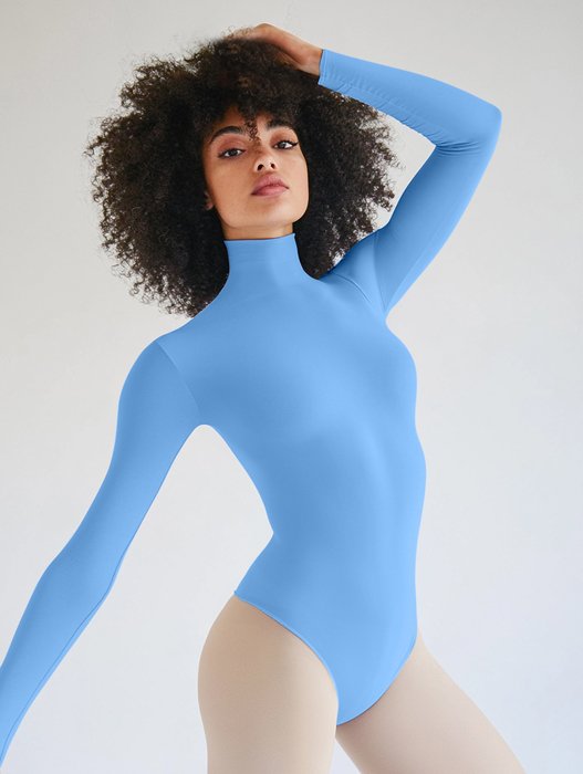 5004 W Sky Blue Mockneck Leotard