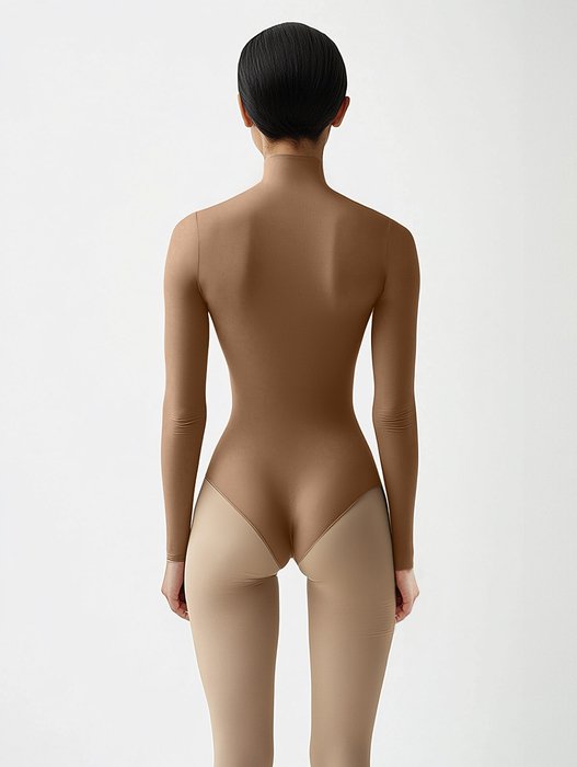 5004 W Toffee Mockneck Leotard