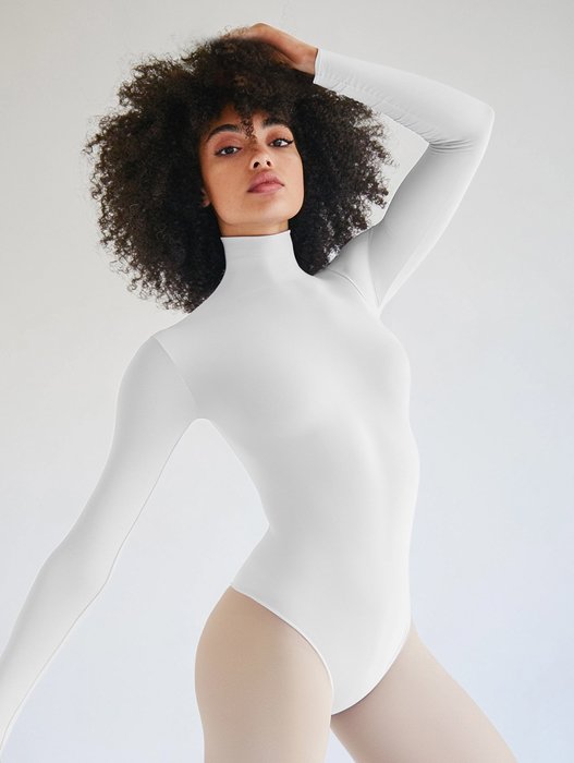 5004 W White Mockneck Leotard