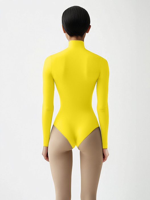 5004 W Yellow Mockneck Leotard