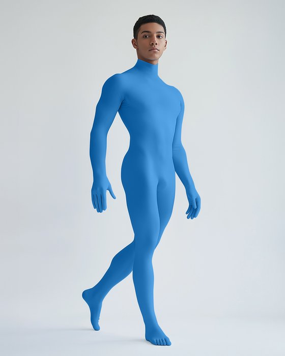 5010 M Medium Blue Second Skin Catsuit