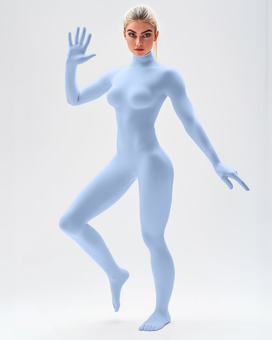 5010 W Baby Blue Second Skin Catsuit