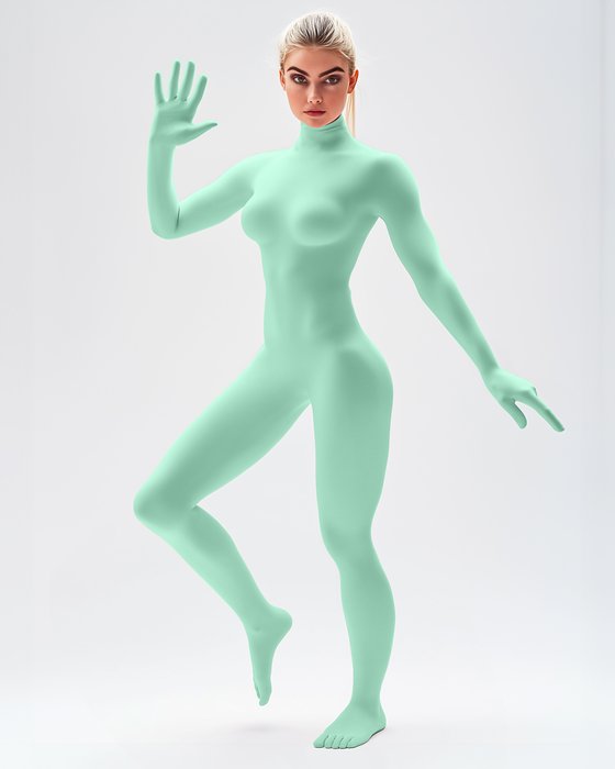 5010 W Dusty Green Second Skin Catsuit