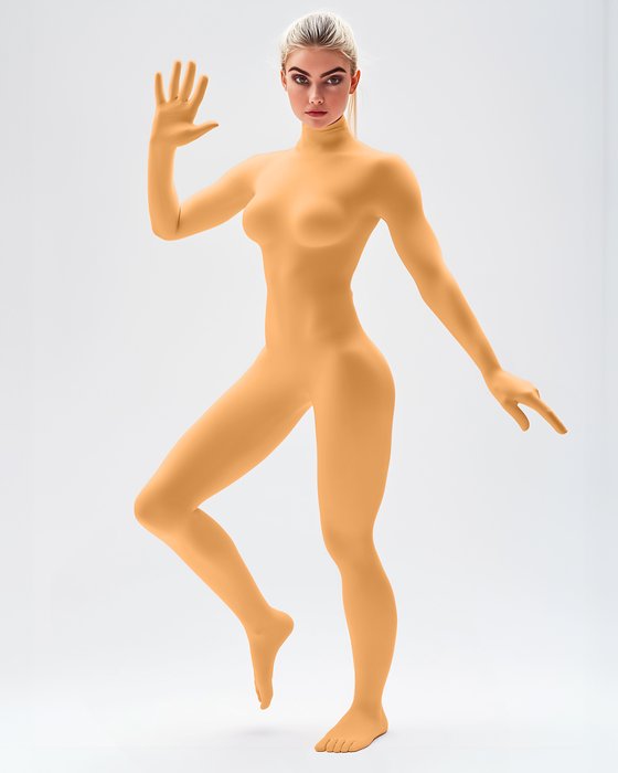 5010 W Light Orange Second Skin Catsuit