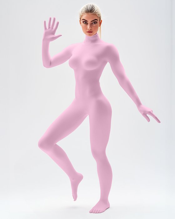 5010 W Light Pink Second Skin Catsuit