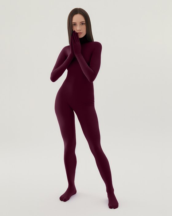 5010 W Maroon Second Skin Catsuit