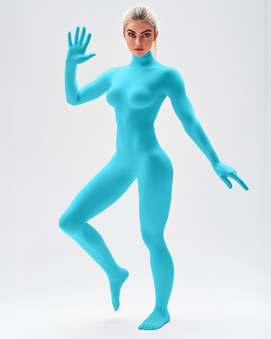 5010 W Neon Blue Second Skin Catsuit