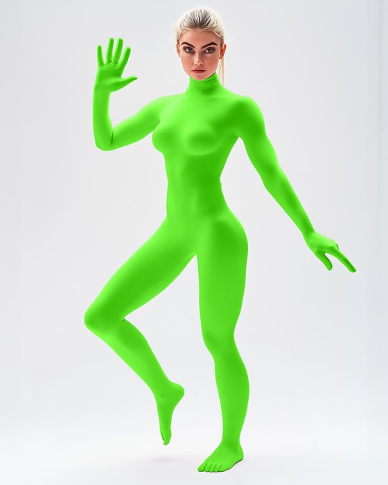 5010 W Neon Green Second Skin Catsuit