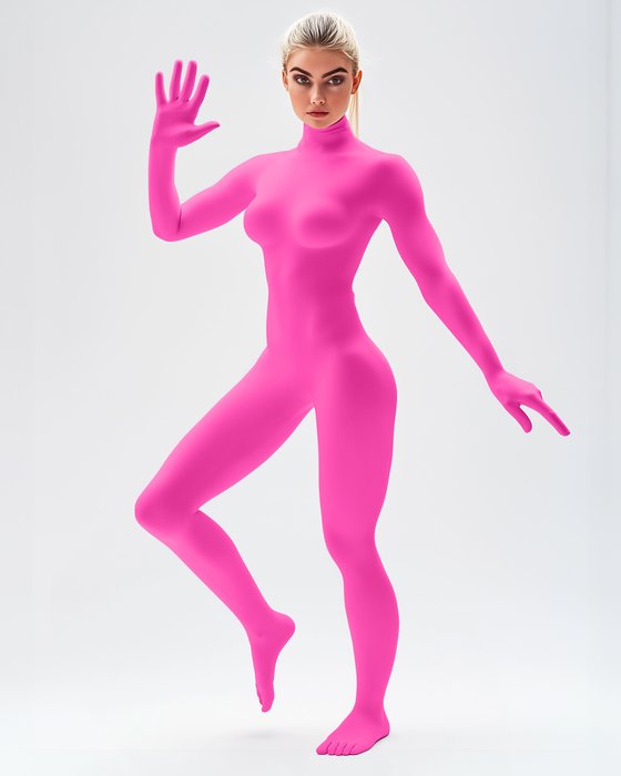 5010 W Neon Pink Second Skin Catsuit