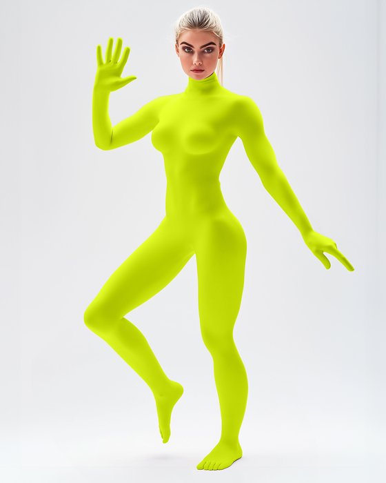 5010 W Neon Yellow Second Skin Catsuit