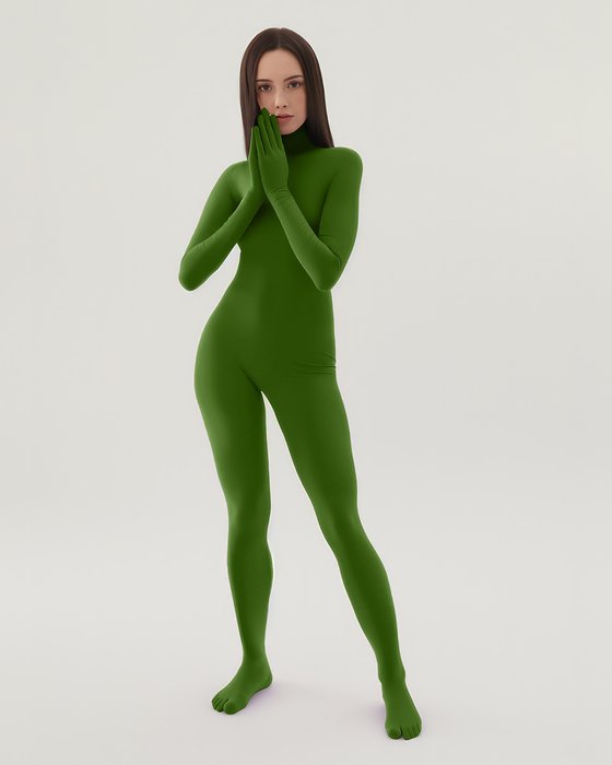 5010 W Olive Green Second Skin Catsuit