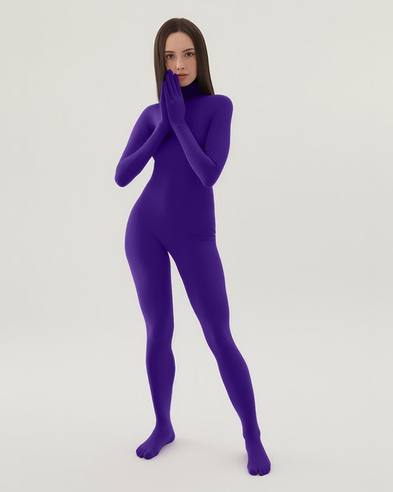 5010 W Purple Second Skin Catsuit