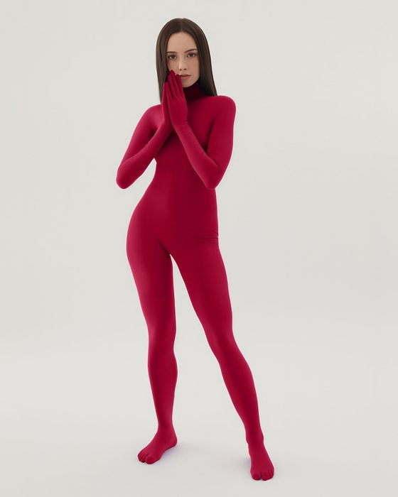 5010 W Red Second Skin Catsuit