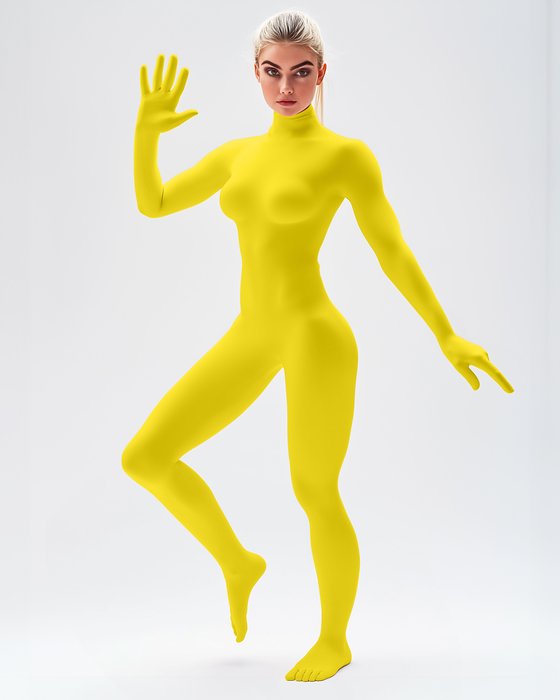 5010 W Yellow Second Skin Catsuit