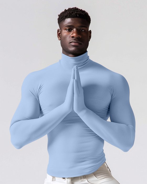 5012 M Baby Blue Seamless Long Sleeve Shirt Armsocks