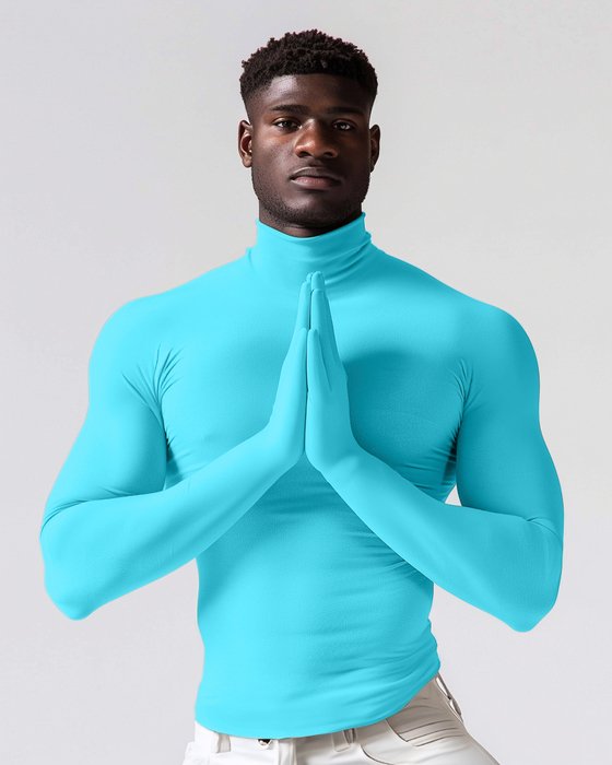 5012 M Neon Blue Seamless Long Sleeve Shirt Armsocks