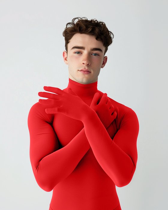 5012 M Scarlet Red Seamless Long Sleeve Shirt Armsocks