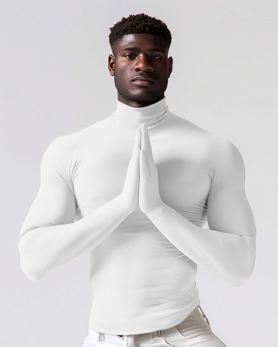 5012 M White Seamless Long Sleeve Shirt Armsocks