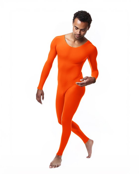 5014 M Neon Orange Seamless Catsuit Bodystocking