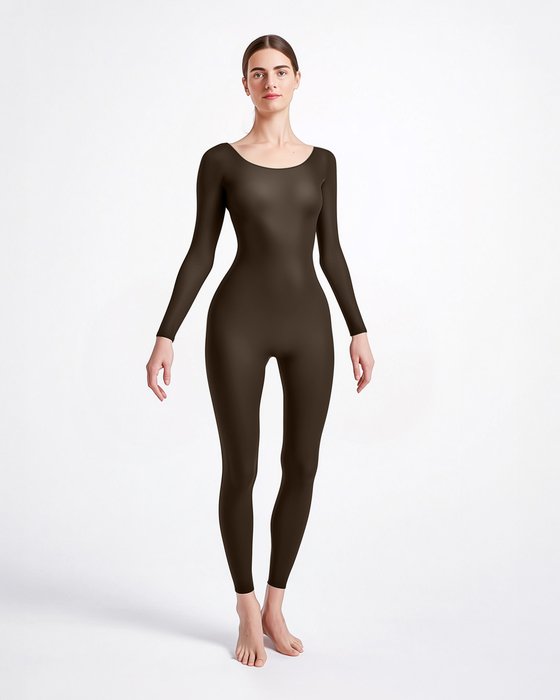 5014 W Brown Seamless Catsuit Bodystocking