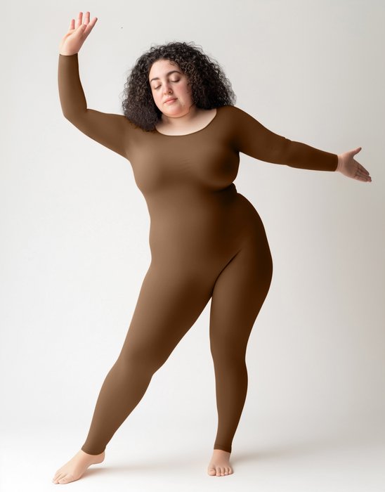 5014 W Caramel Plus Seamless Catsuit Bodystocking