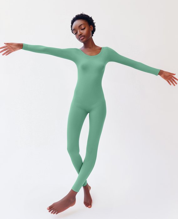 5014 W Dusty Green 2 Seamless Catsuit Bodystocking