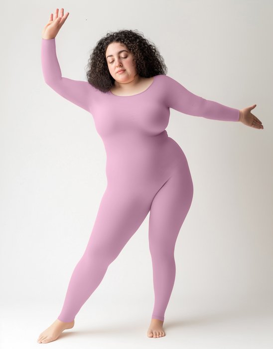 5014 W Light Pink Plus Seamless Catsuit Bodystocking