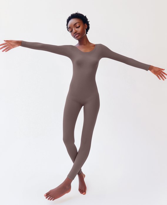 5014 W Mocha 2 Seamless Catsuit Bodystocking