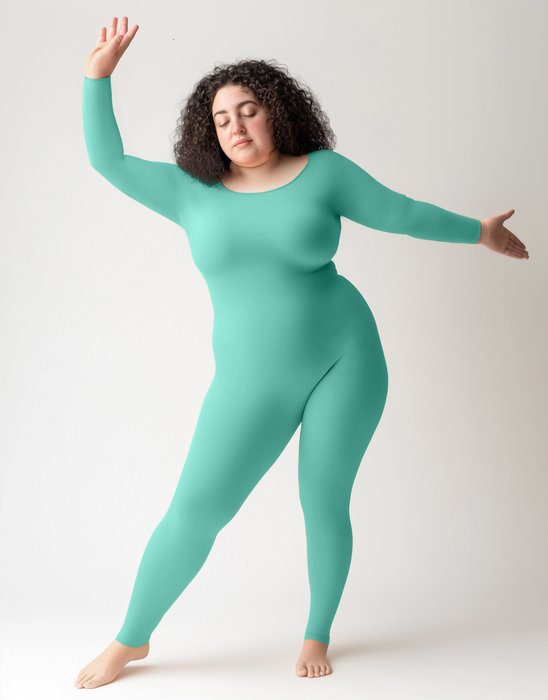 5014 W Pastel Mint Plus Seamless Catsuit Bodystocking