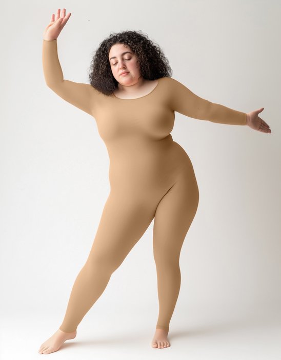 5014 W Peach Plus Seamless Catsuit Bodystocking