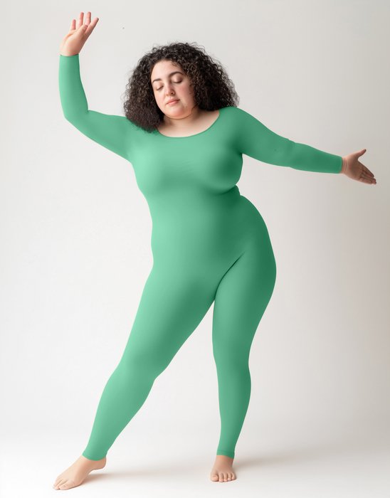 5014 W Scout Green Plus Seamless Catsuit Bodystocking