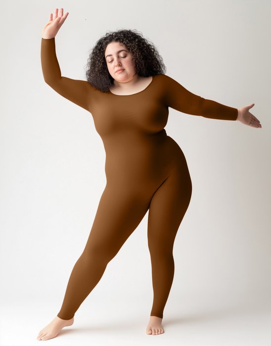 5014 W Toffee Plus Seamless Catsuit Bodystocking