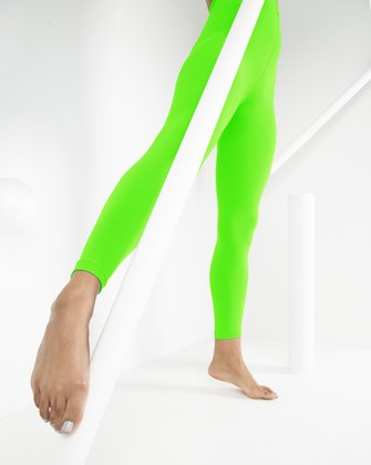 Neon Green Microfiber Ankle Length Footless Tights Style# 1025