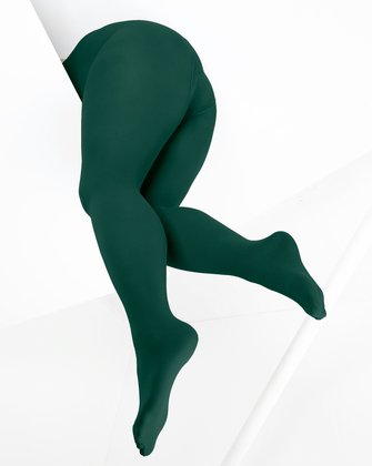 Dark Green Opaque Full Footed Tights, Pantyhose for Women