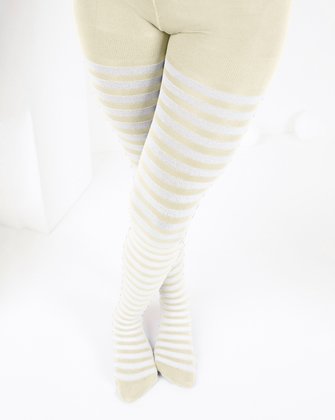 Ivory Kids White Striped Tights Style# 1273