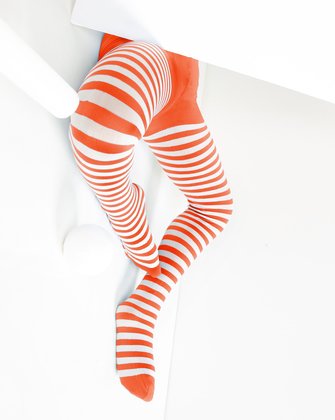 Orange Kids White Striped Tights Style# 1273