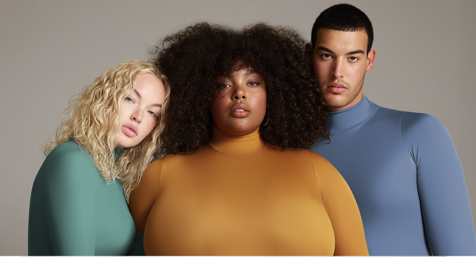 Different body types modeling black undergarments